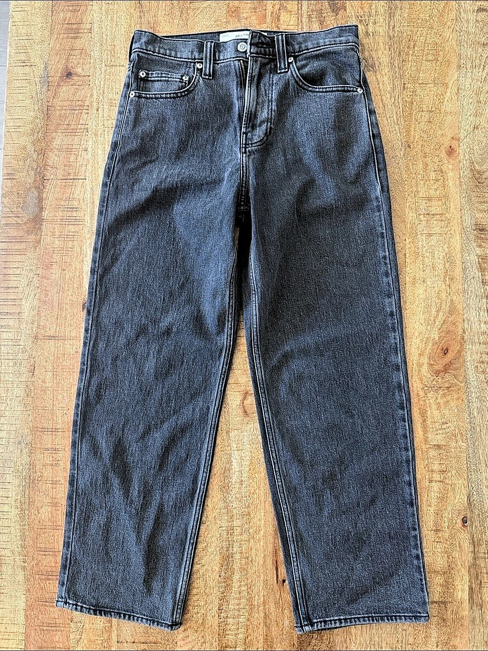 Hollister Black/Gray Straight Leg Jeans with Star